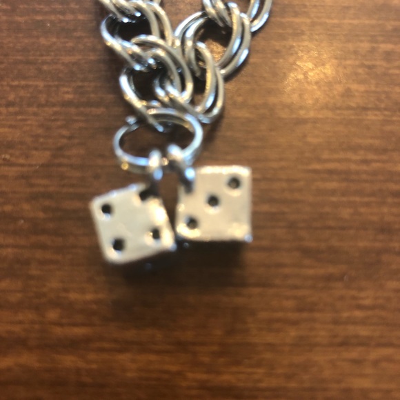 Pewter Link Bracelet With Dice Charm - Picture 2 of 4